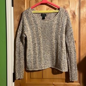 TORN by RONNY KOBO Tan Cream Metallic Shimmer Open Knit Sweater $229 EUC XS